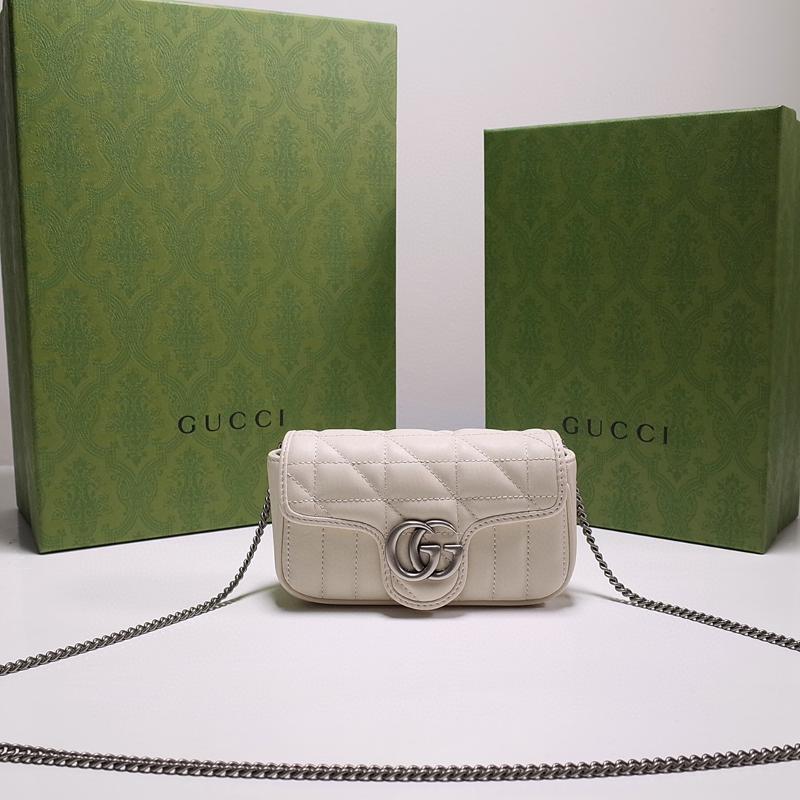 Gucci Chain Shoulder Bag 476433 checkered white